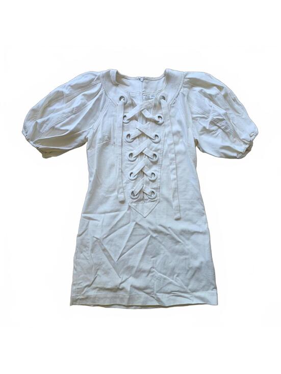 English Factory Dresses & Skirts - English Factory Women’s Small Cream Laced Up Puffed Sleeve Mini Dress